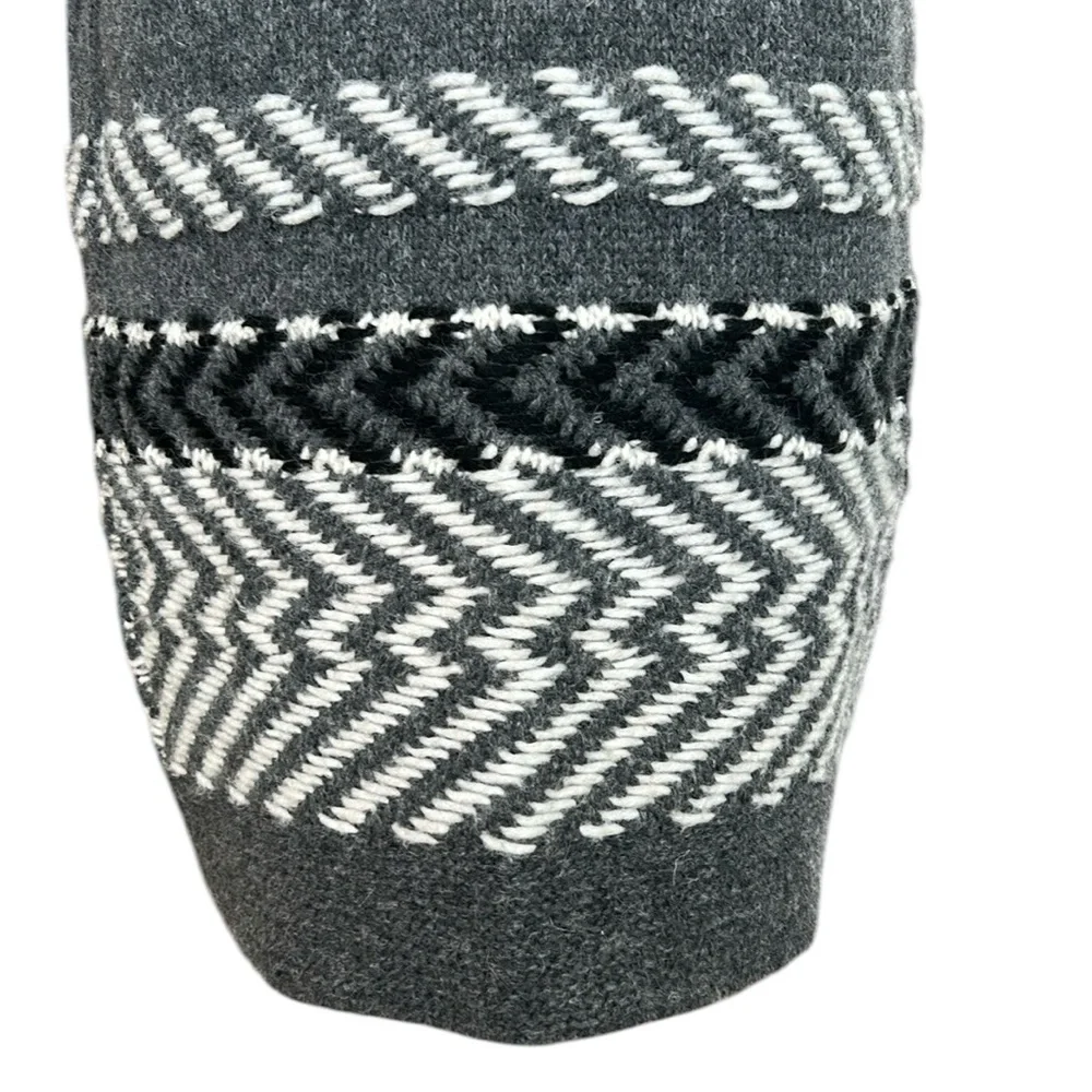 White + Warren Soft Alpaca Jacquard Vest Charcoal Multi Longline Open Front‎ L